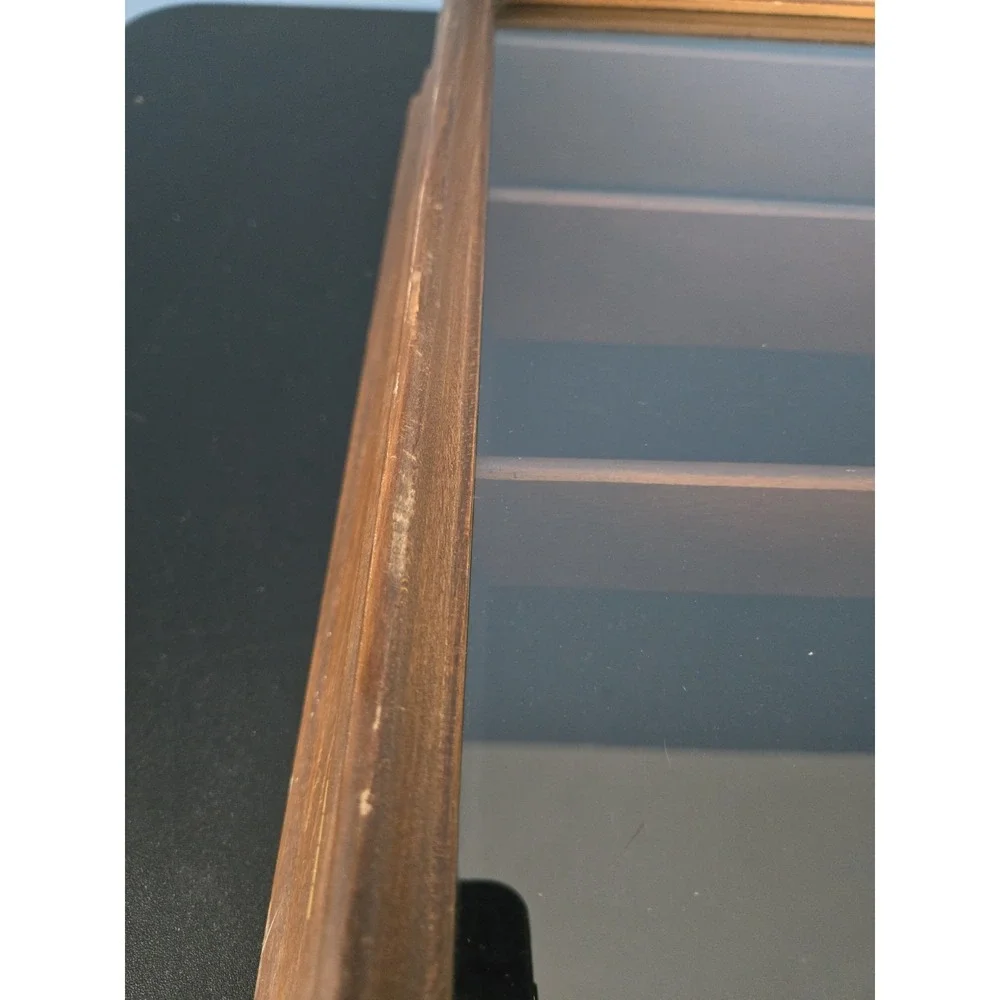 Vintage Wooden Curio Cabinet Knick Knack Display Shelf Glass Door Wall Mountable